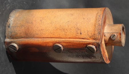 Bouteille émaillée paléo et enfumée stage raku