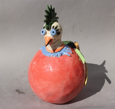 Vase rond fleuri stage de poterie