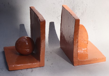 Paire de serres-livres en faïence stage de poterie